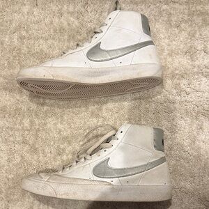 Nike High-Top Sneakers in White and Silver
